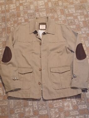 Rimington Arms 1816 Men’s Tan Canvas Field Jacket with Brown Elbow Patches